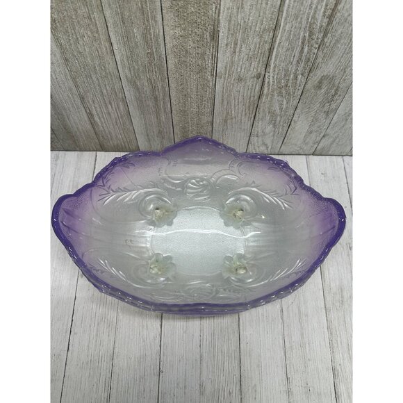 Vtg Jeanette Flashed Purple Ombre Footed Lombardi Fruit Bowl Unique Color 10"x5" - Picture 4 of 13